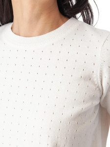 Lottie Pointelle Sweater Top White chest detail
