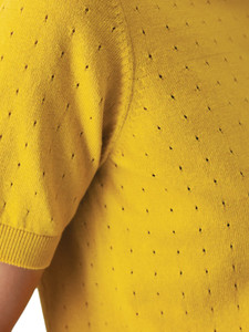 Lottie Pointelle Sweater Top Lemon Curry Yellow sleeve detail
