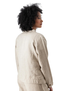 Leni Linen Mandarin Collar Jacket Natural Tan back