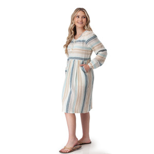 Good Vibes Boho Striped Dress Egret alt 1