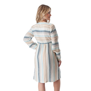 Good Vibes Boho Striped Dress Egret back