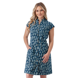 Abloom Stand Collar Shirtdress Gibraltar Sea Blue