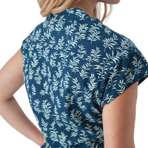 Abloom Stand Collar Shirtdress Gibraltar Sea Blue shoulder detail