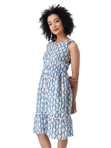 Celebration Button Front Midi Dress Gibraltar Sea Blue