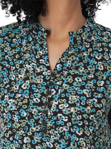 Francesca Mandarin Collar Shift Dress Black chest detail