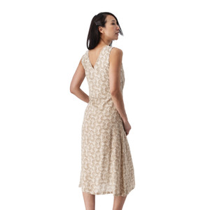 Sorrento Printed Midi V-Neck Dress Sand back