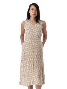 Sorrento Printed Midi V-Neck Dress Sand