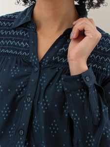 Cleo Smocked Print Blouse Studio alt2