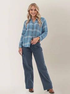 Lark Raglan Contrast Plaid Top studio