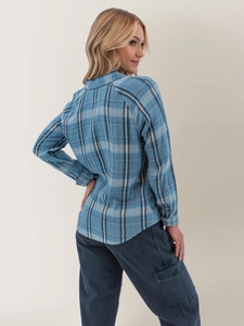 Lark Raglan Contrast Plaid Top studio back