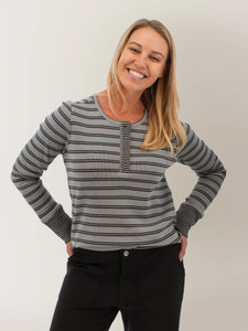 Nichole Thermal Striped Henley studio