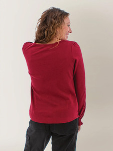 Glacienne Smocked Cuff Bishop Sleeve Top Studio back
