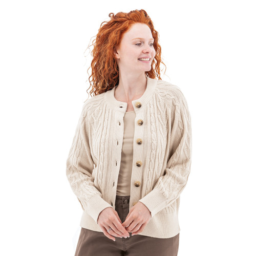 Cascade Cable Knit Raglan Cardigan studio