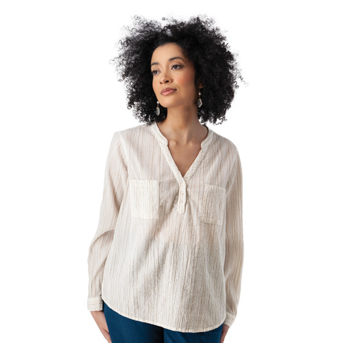 Beachcomber Patterned Long Sleeve Popover Stone Gray