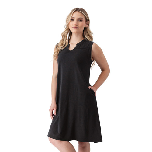 Simone Split Neck Dress Black
