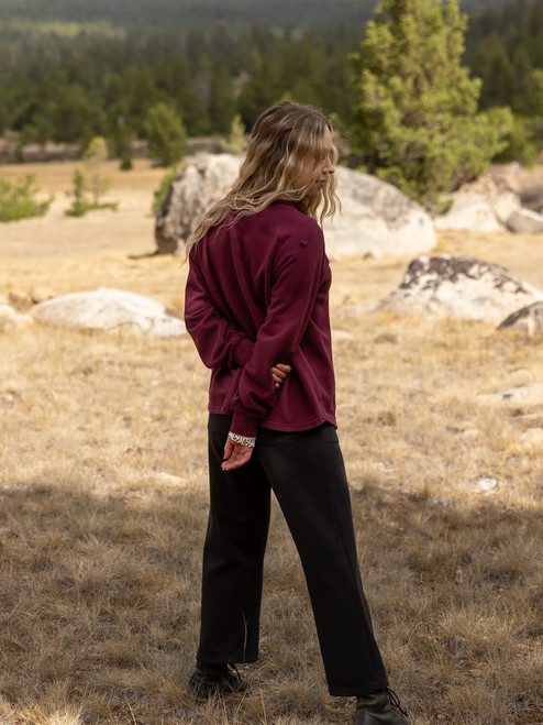 Woman wearing Ellison Wide Leg Ponte Ankle Pant Studio