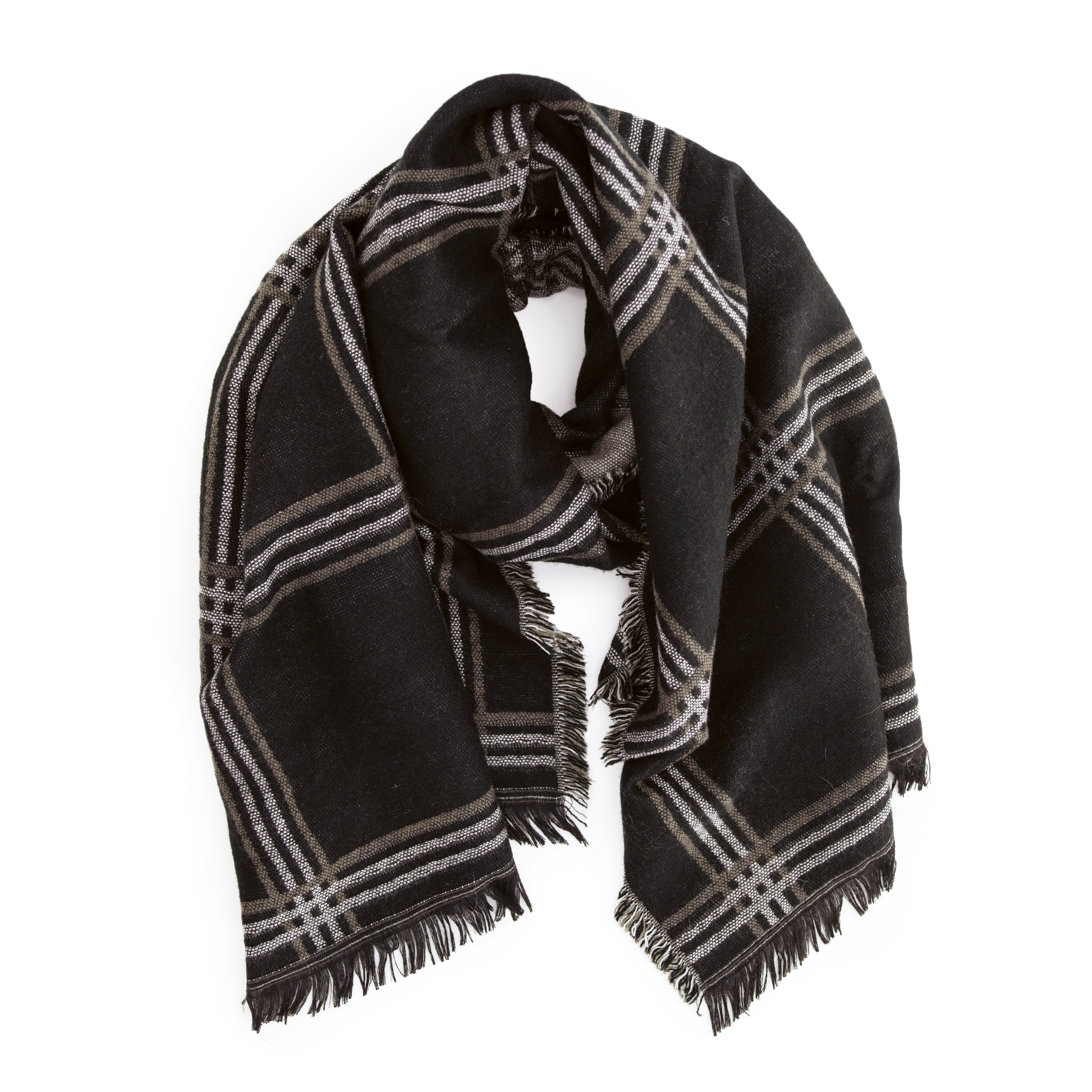 ●TATIANA● Shadow Plaid Wool Blended Muffler MF8127 5006788 Sara Plaid Scarf | Aventura