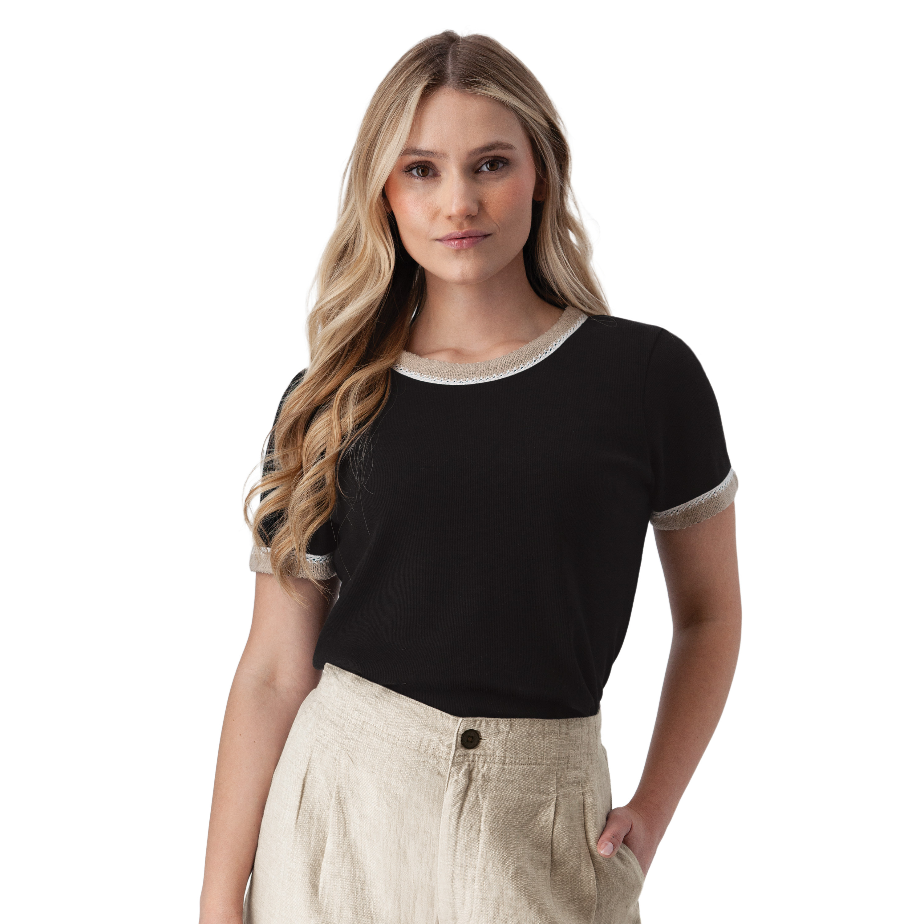 Women's Solana Crochet Trim T-Shirt | Aventura