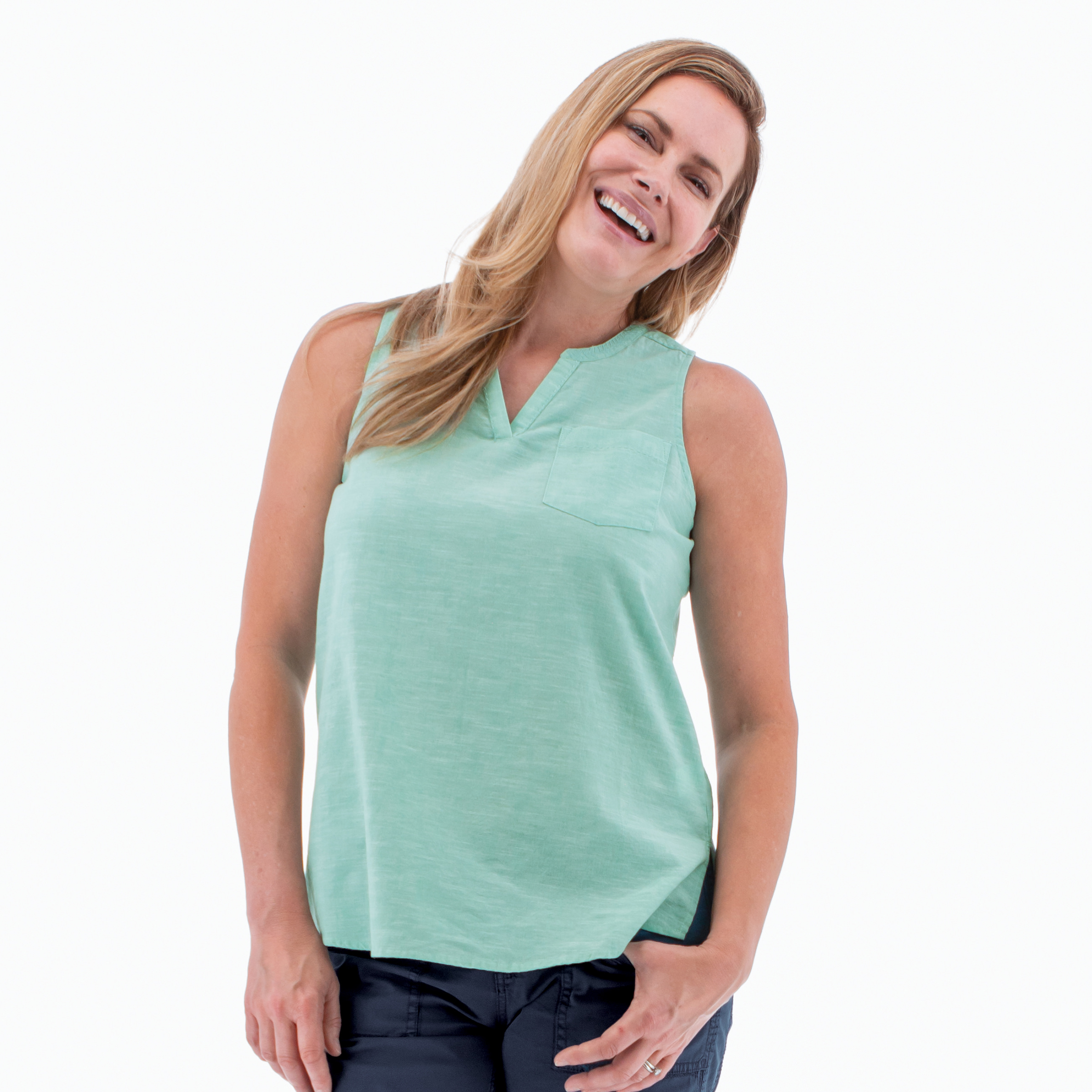 Devonne Split Neck Tank Top