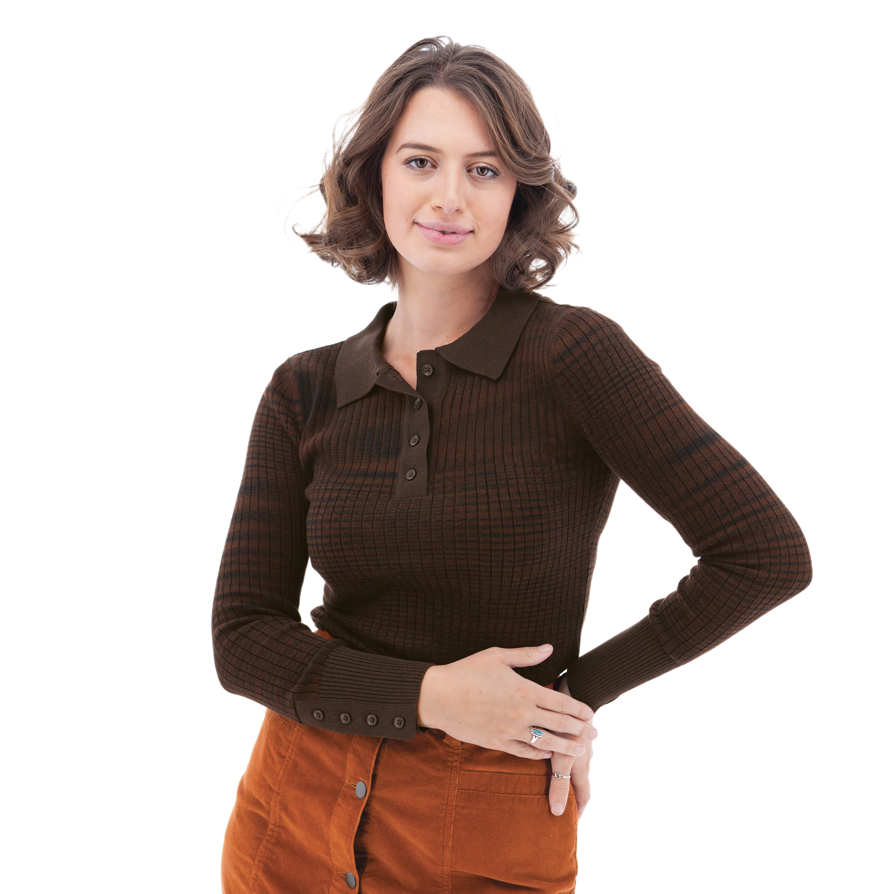 Vessie Organic Ribknit Polo Sweater
