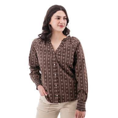 Fleur de Lis Smocked Cuff Top studio