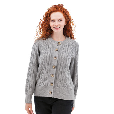 Cascade Cable Knit Raglan Cardigan studio