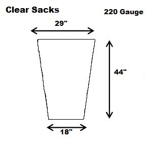 Clear Heavy Duty Refuse Sacks, 220G, 18" x 29" x 44", x 1000