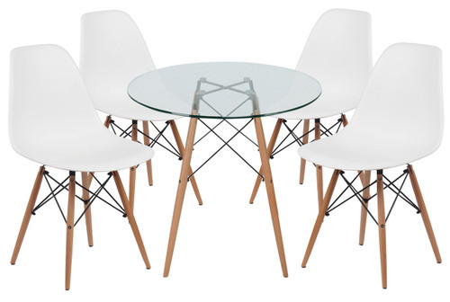 Iconic Table and Chair Package - 4 White Chairs and White table