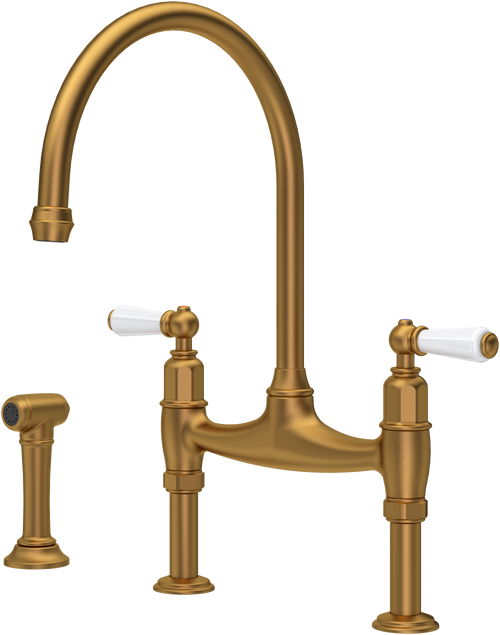 Perrin & Rowe Ionian 4173 (with Rinse) Kitchen Tap - Aged Brass