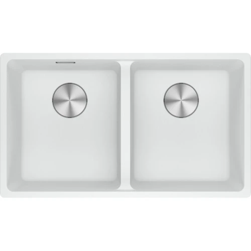 Franke Maris MRG 120-35-35 Fragranite Undermount 2 Bowl Kitchen Sink - Polar White