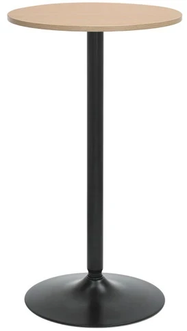 Como Poseur Matt Black Table Round Light Wood