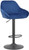 Velluto Matt Black Bar Stool Blue Velvet