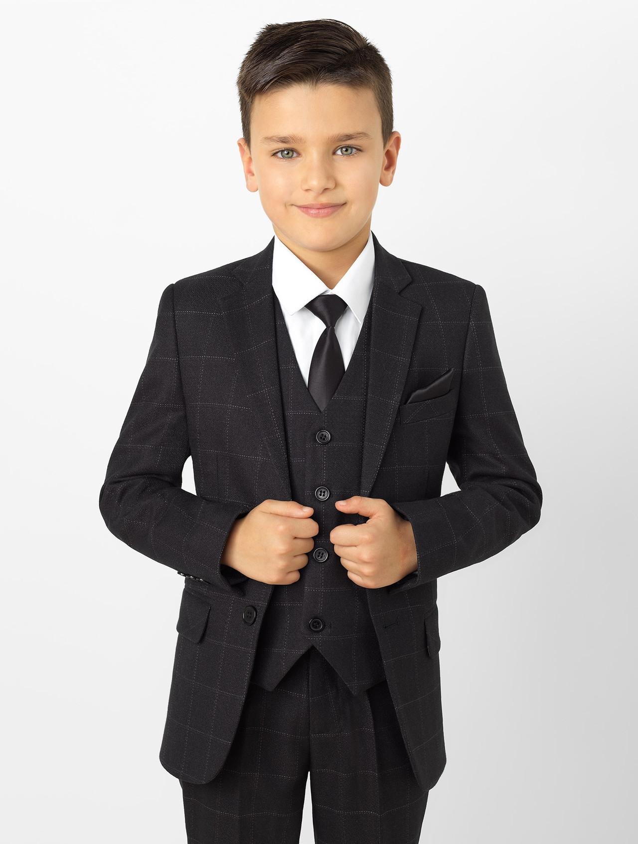 Boys charcoal check suit | Boys wedding suit | Conor