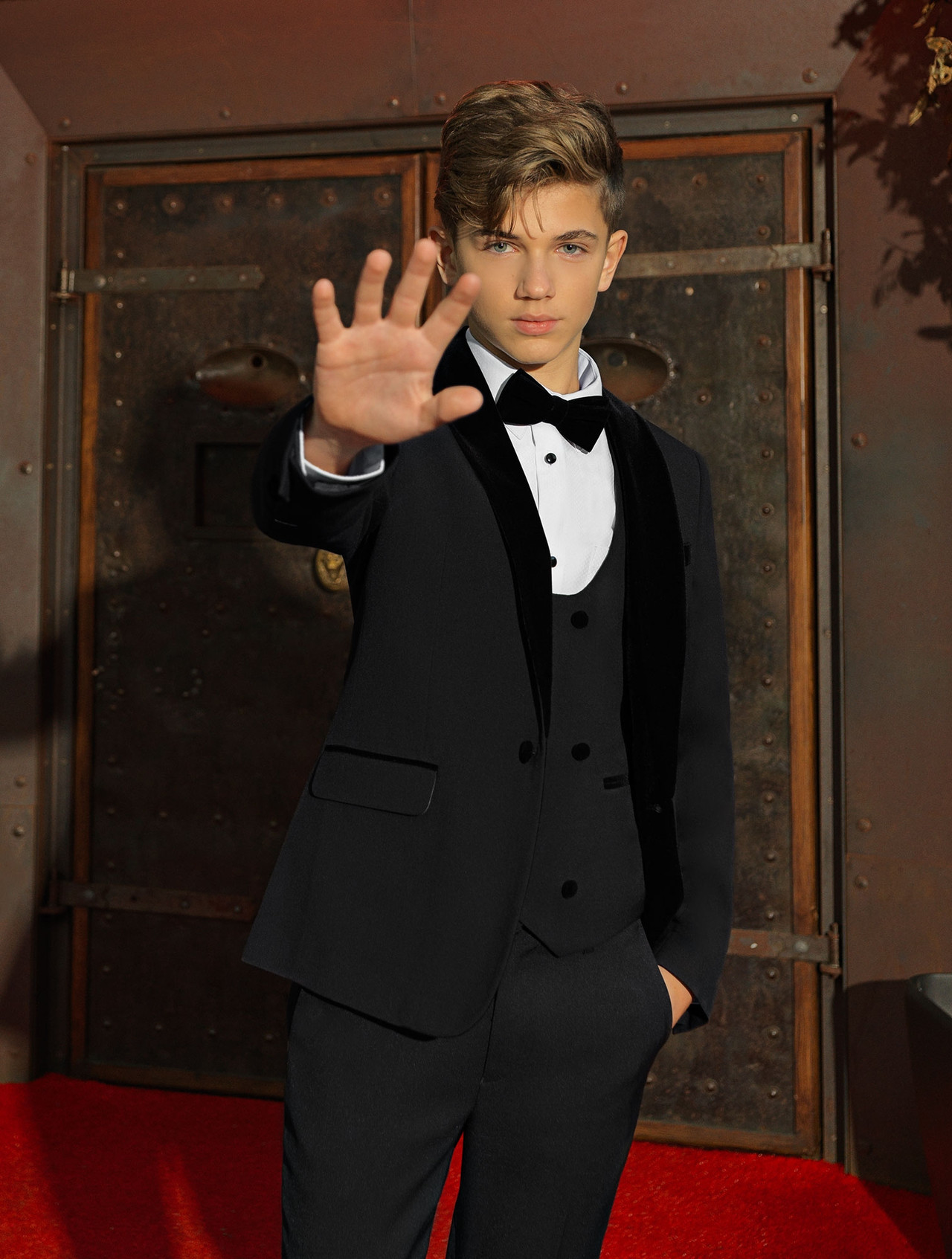 Boys black velvet prom suit Boys black tuxedo Valentino