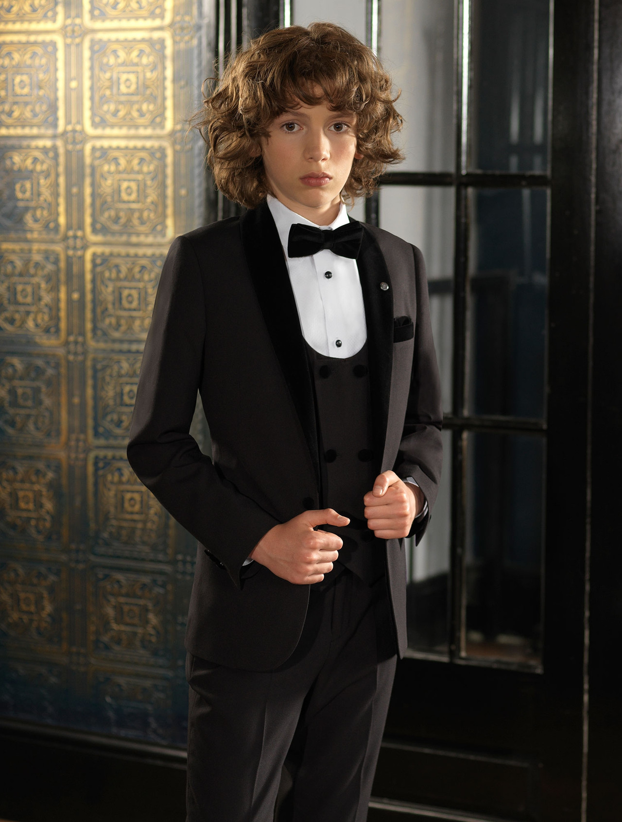 Boys black velvet prom suit Boys black tuxedo Valentino
