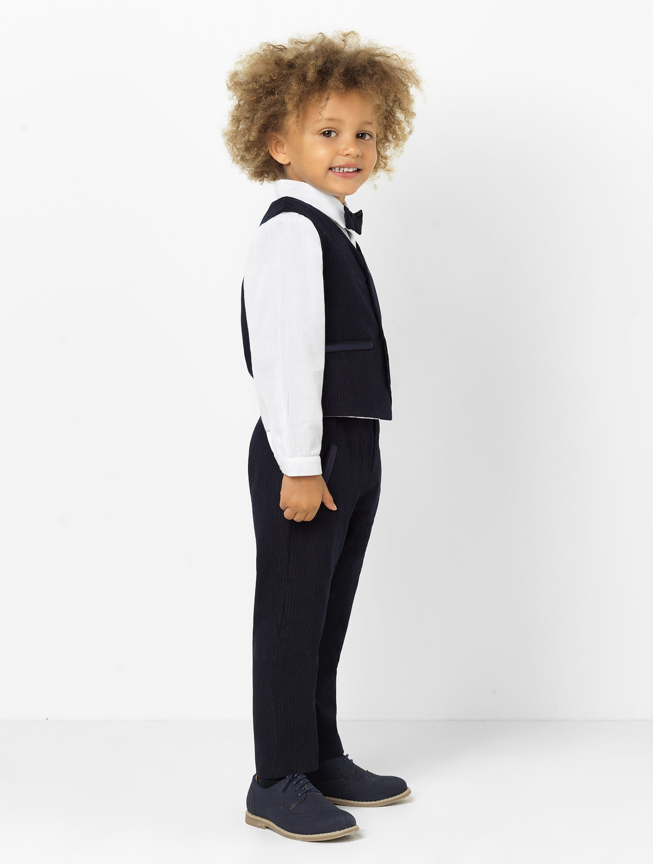 Boys navy waistcoat & trouser suit set Boys navy page boy suit