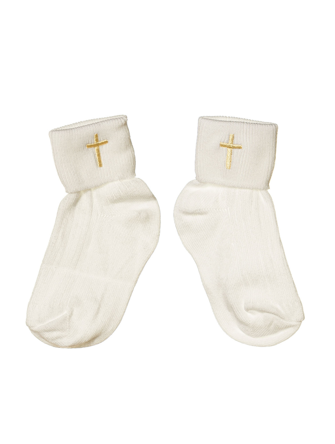 Baby Christening Socks Gold Cross Ivory Socks