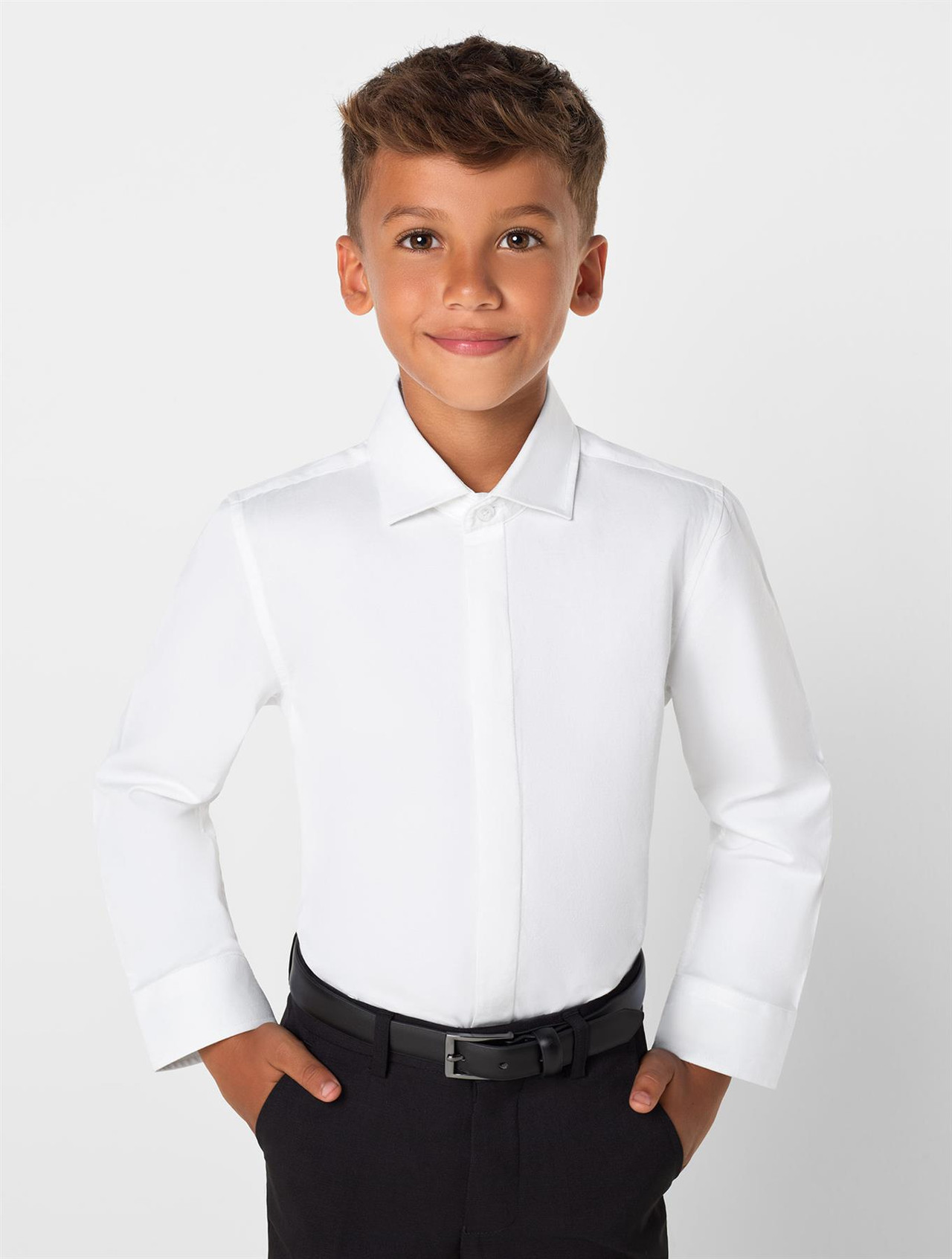 Boys white concealed button shirt Paisley of London boys white shirt