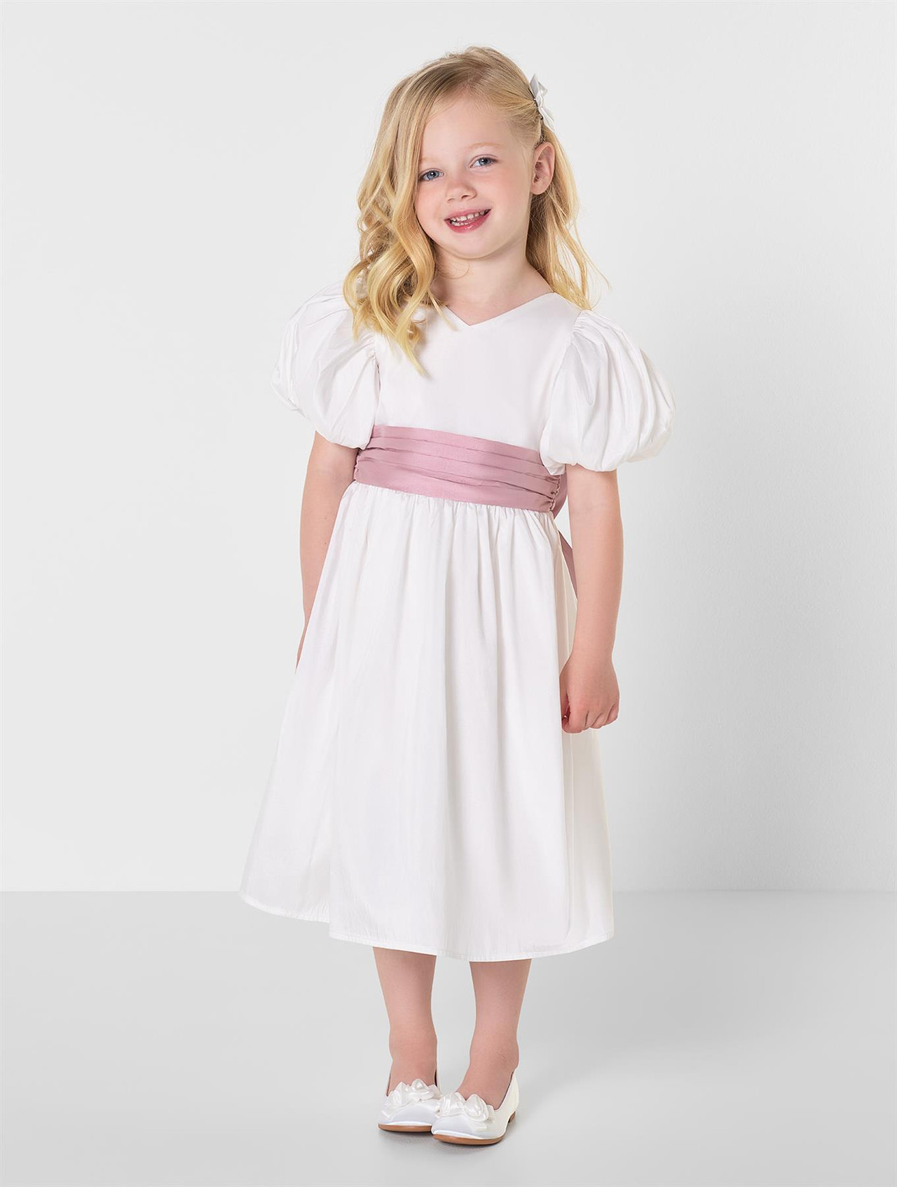 Ivory & Pink flower girls dress - Prim