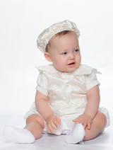 Baby boys ivory christening romper suit - Billy