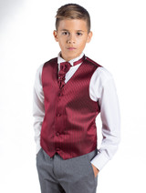 Boys burgundy & grey waistcoat suit