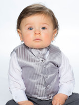 Baby boys silver striped waistcoat suit