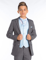 Grey and blue page boy suit