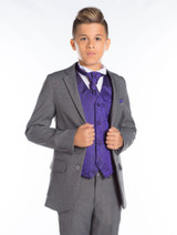 Grey and purple page boy suit