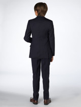 navy suit & ivory waistcoat