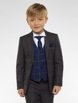Boys charcoal grey & navy suit - Charles