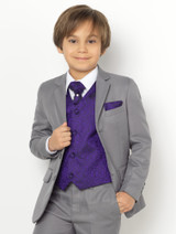 boys grey & purple suit