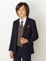 Boys navy & brown suit - Philip