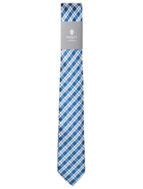 Boys blue tie and hanky set - Plaid