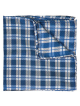 Boys blue tie and hanky set - Plaid